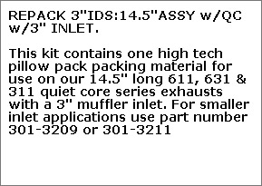 SuperTrapp 301-3206 Muffler Repack Kit - 14.5in ASSY w/QC 3 inch Inlet